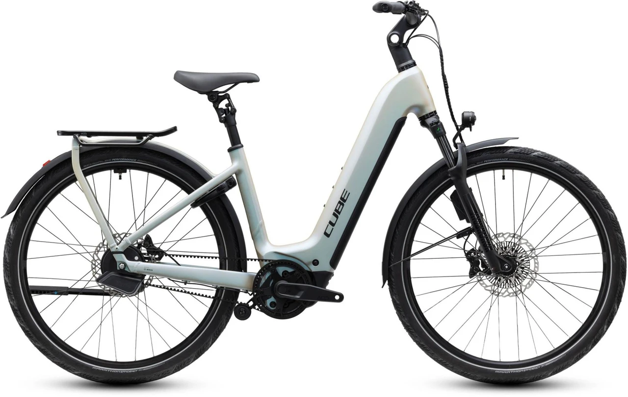 Cube kathmandu hybrid deluxe exc800 dames zilver mat cube elektrische fietsen