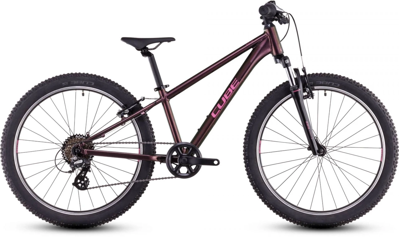 Cube kinderfiets acid 240 jongens roze zijkant