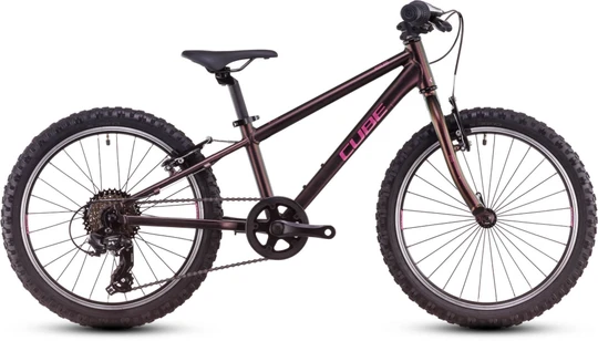 Cube kinderfiets acid 200 jongens roze zijkant