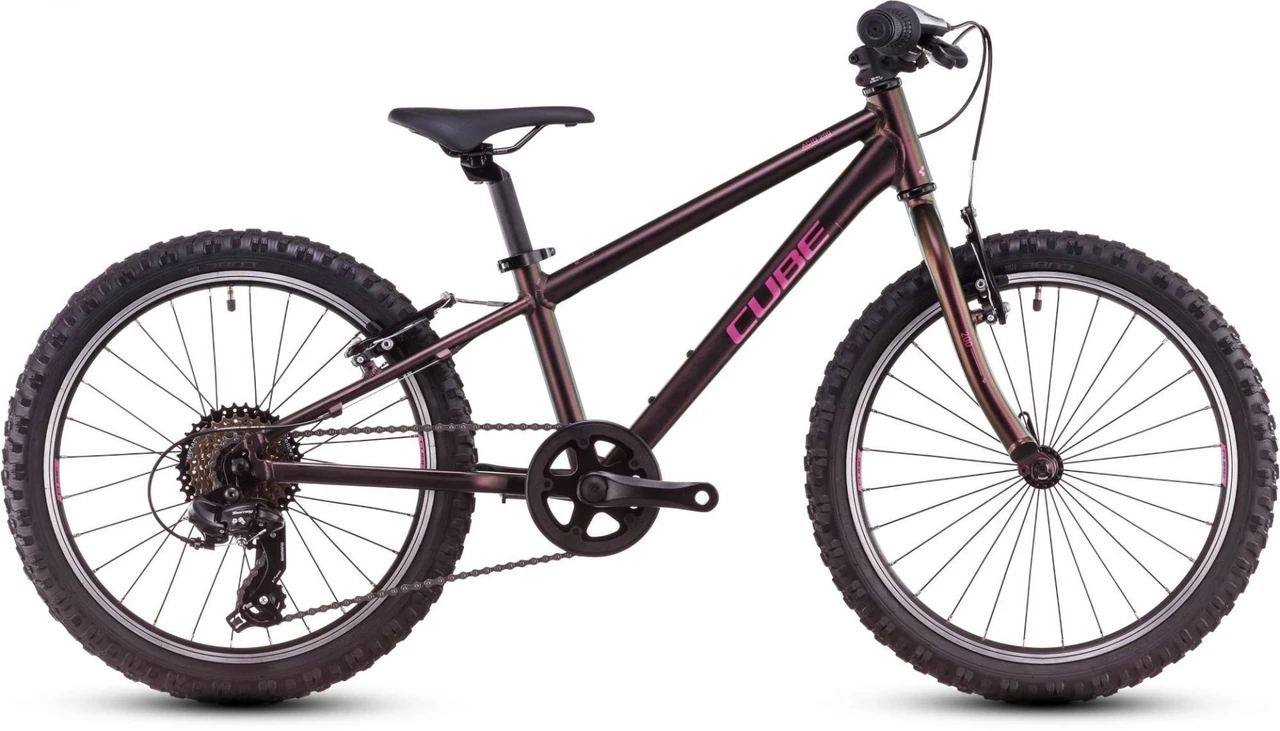 Cube kinderfiets acid 200 jongens roze zijkant