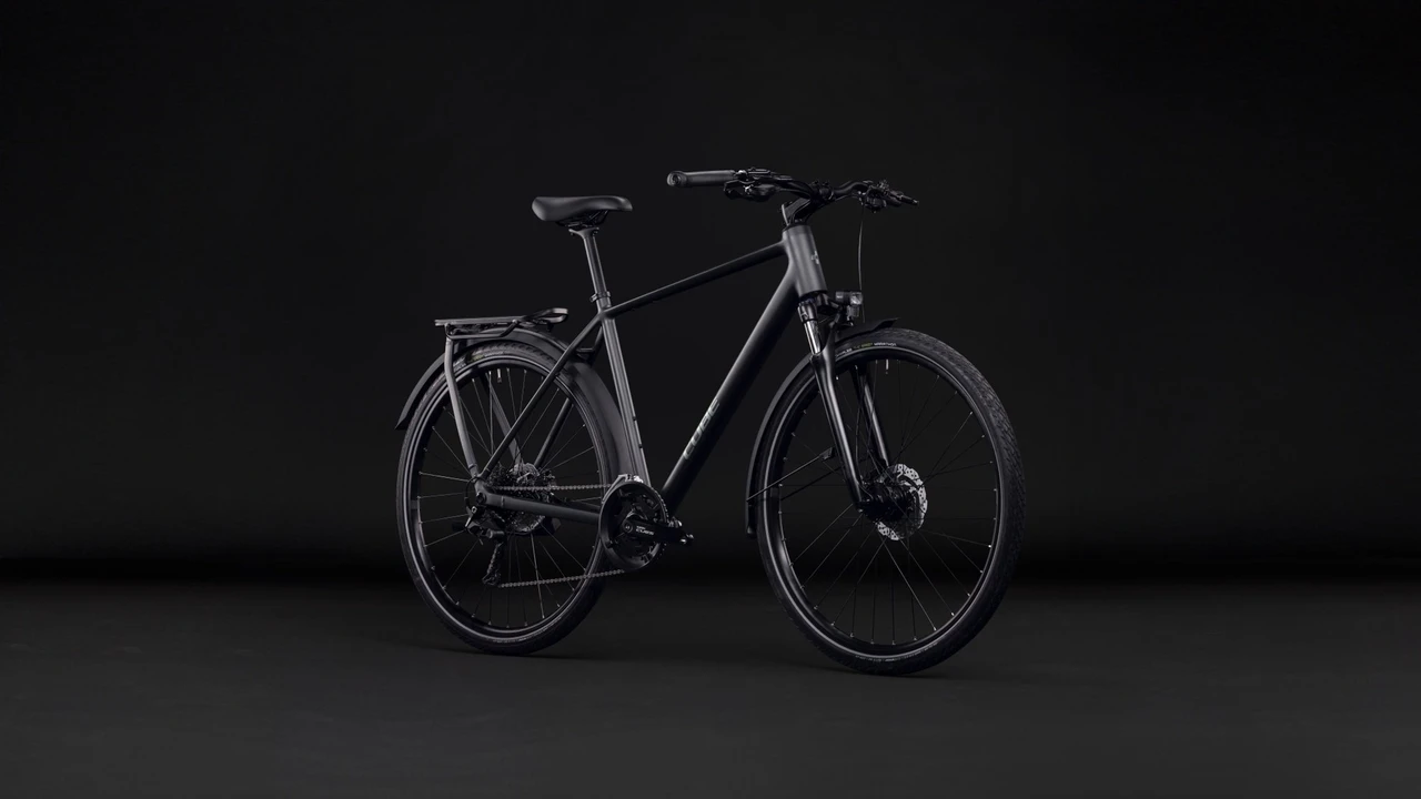 Cube kathmandu one heren zwart mat cube fietsen voorkant