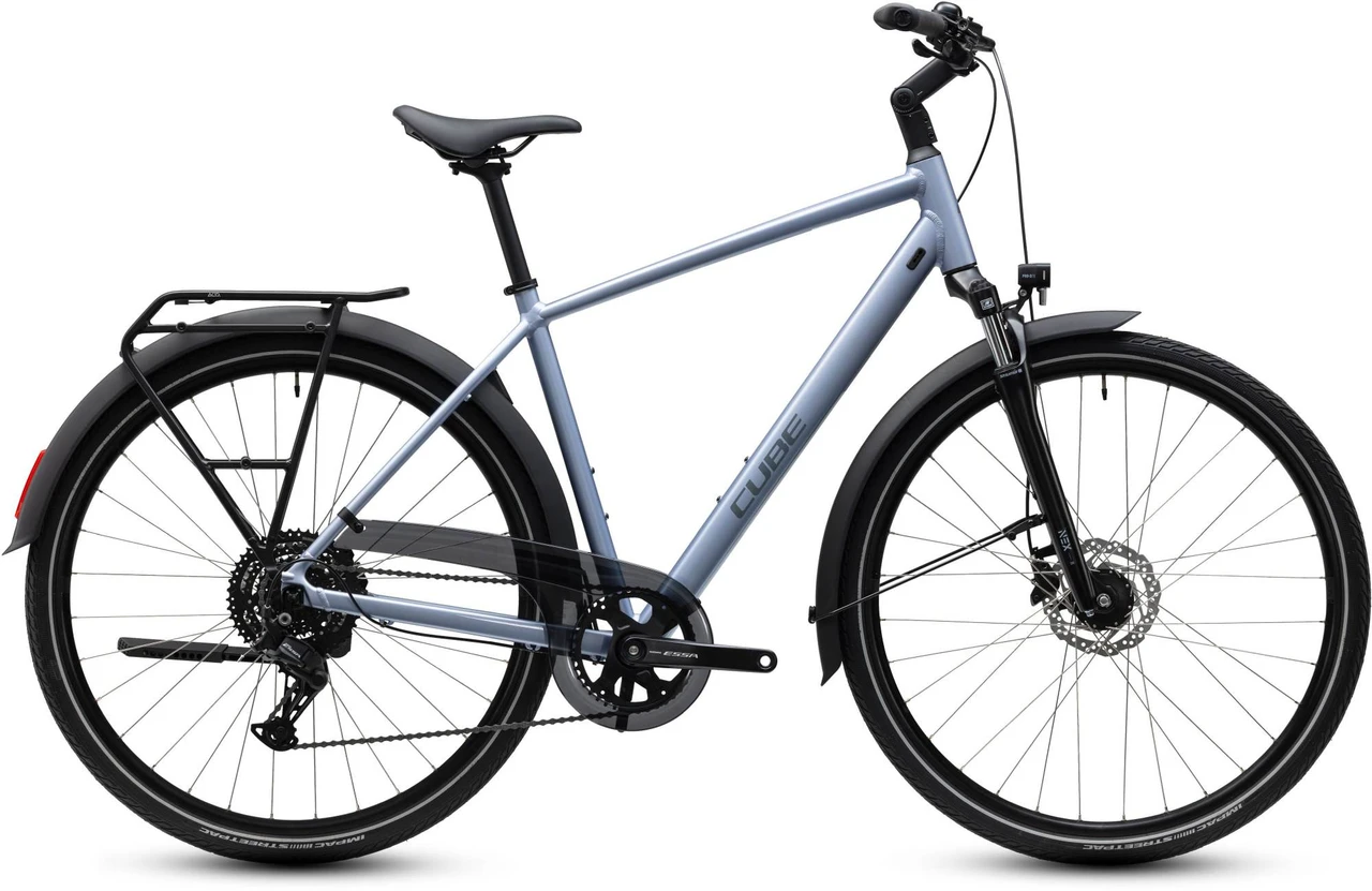 Cube touring one heren zilver blauw mat cube touring fietsen
