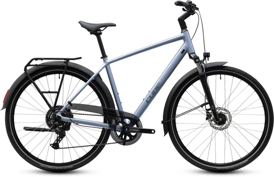 Cube touring one heren zilver blauw mat cube touring fietsen