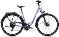 Cube touring one lage instap zilver blauw mat cube touring fietsen