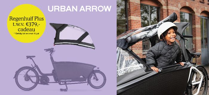 Ontvang een regenhuif cadeau bij je Urban Arrow