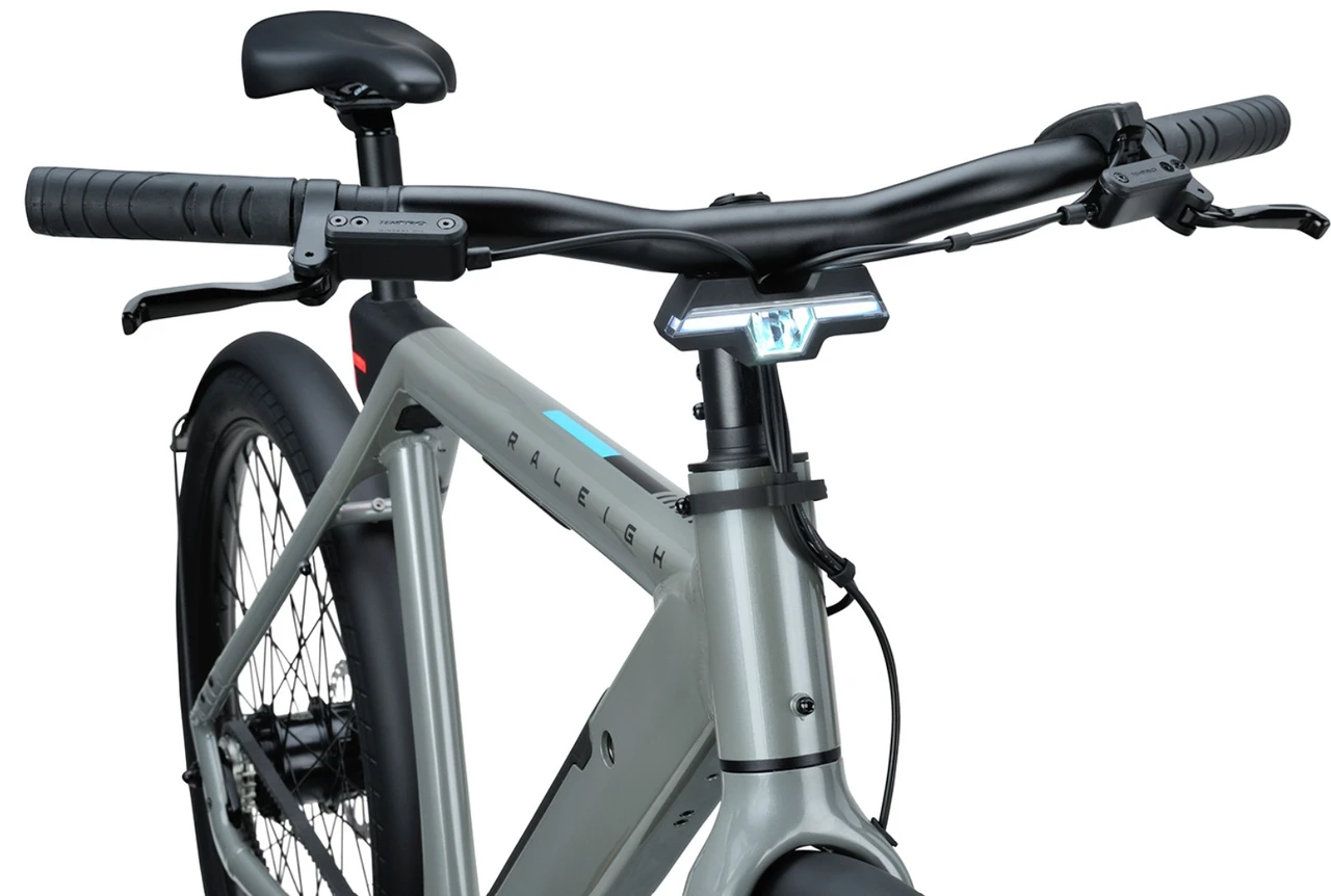 Raleigh one 2026 heren grijs raleigh elektrische stadsfiets voorkant