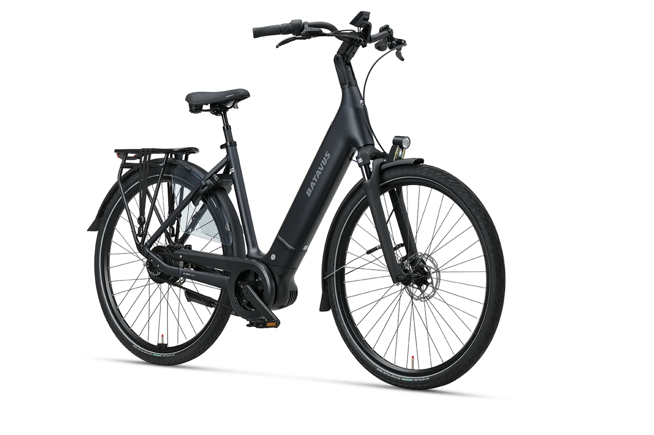 Batavus finez pt exclusive plus 2026 dames zwart mat batavus elektrische fietsen voorkant