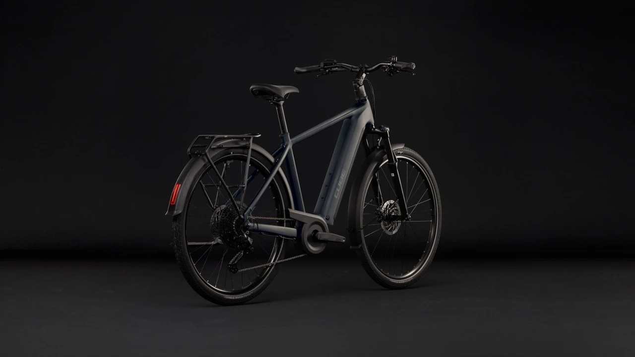Cube touring hybrid one 600 heren grijs mat cube elektrische hybride fietsen achterkant