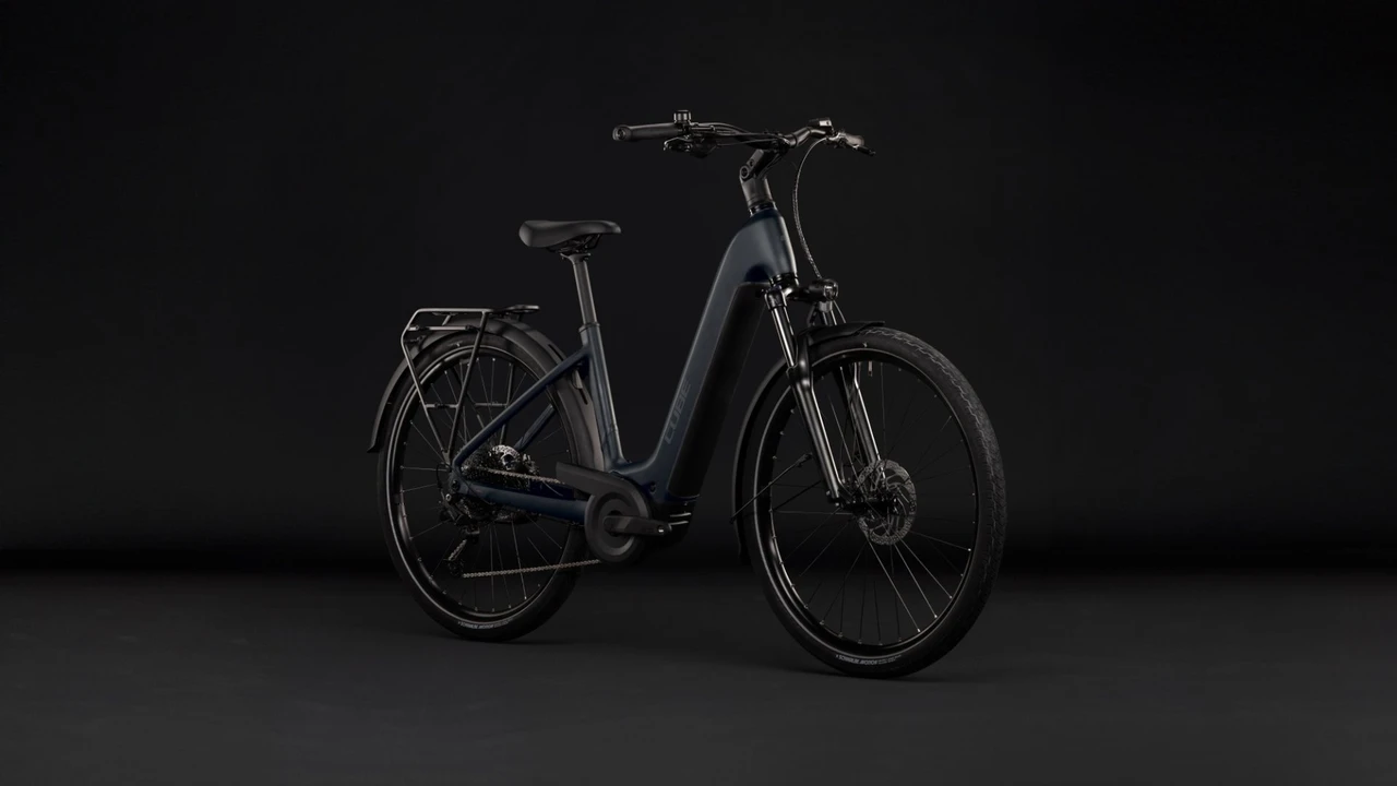 Cube touring hybrid one 600 dames grijs mat cube elektrische hybride fietsen voorkant