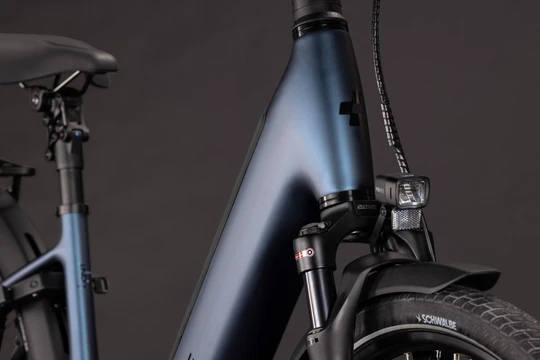 Cube supreme hybrid deluxe one 2027 dames blauw mat cube elektrischefietsen detail