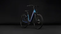 Cube supreme hybrid deluxe pro 2027 dames blauw mat cube elektrischefietsen voorkant