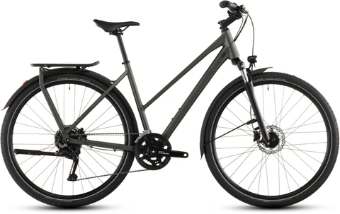 Cube kathmandu one 2026 dames groen mat cube hybride fietsen