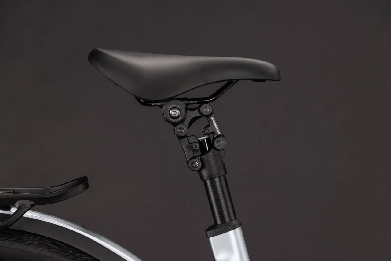 Cube kathmandu hybrid one 800 2027 dames zilver mat cube elektrische fietsen zadel