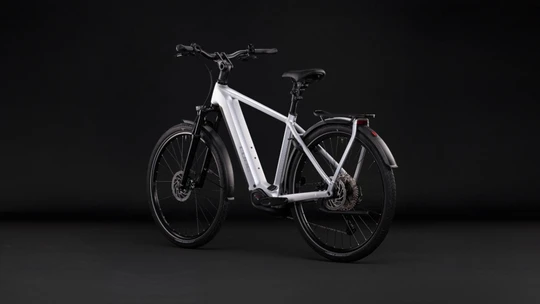 Cube kathmandu hybrid one 800 2027 heren zilver mat cube elektrische fietsen achterkant