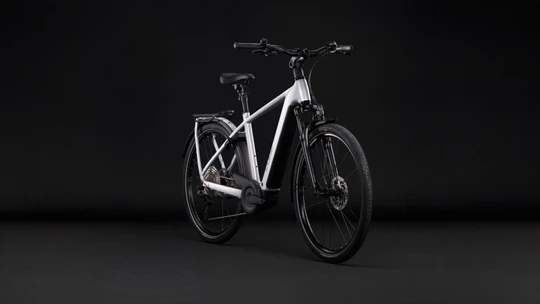 Cube kathmandu hybrid one 800 2027 heren zilver mat cube elektrische fietsen voorkant