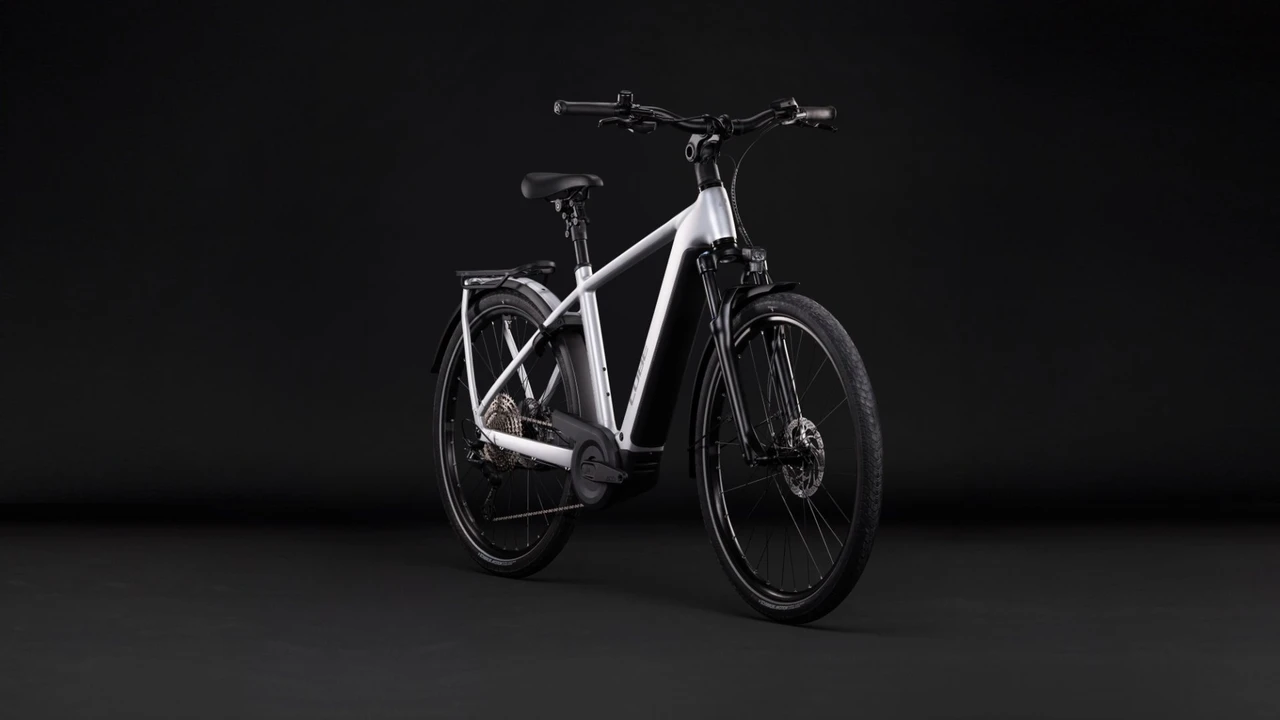 Cube kathmandu hybrid one 800 2027 heren zilver mat cube elektrische fietsen voorkant