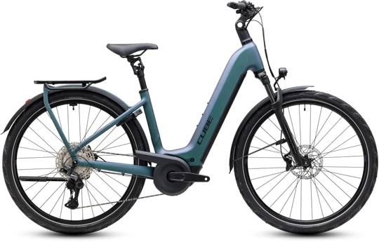 Cube kathmandu hybrid pro 2027 dames blauwgrijs mat cube elektrische fietsen
