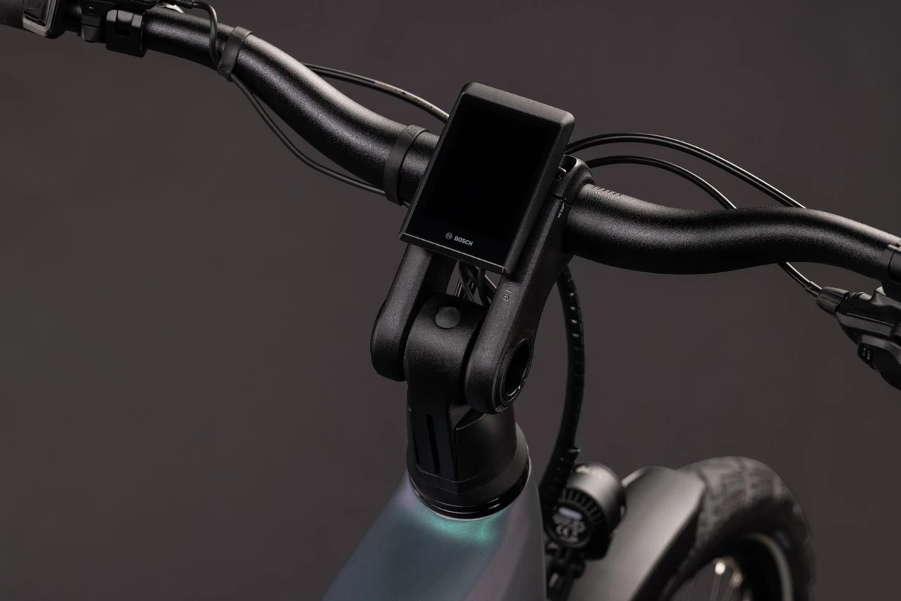 Cube kathmandu hybrid pro 2027 heren blauwgrijs mat cube elektrische fietsen display
