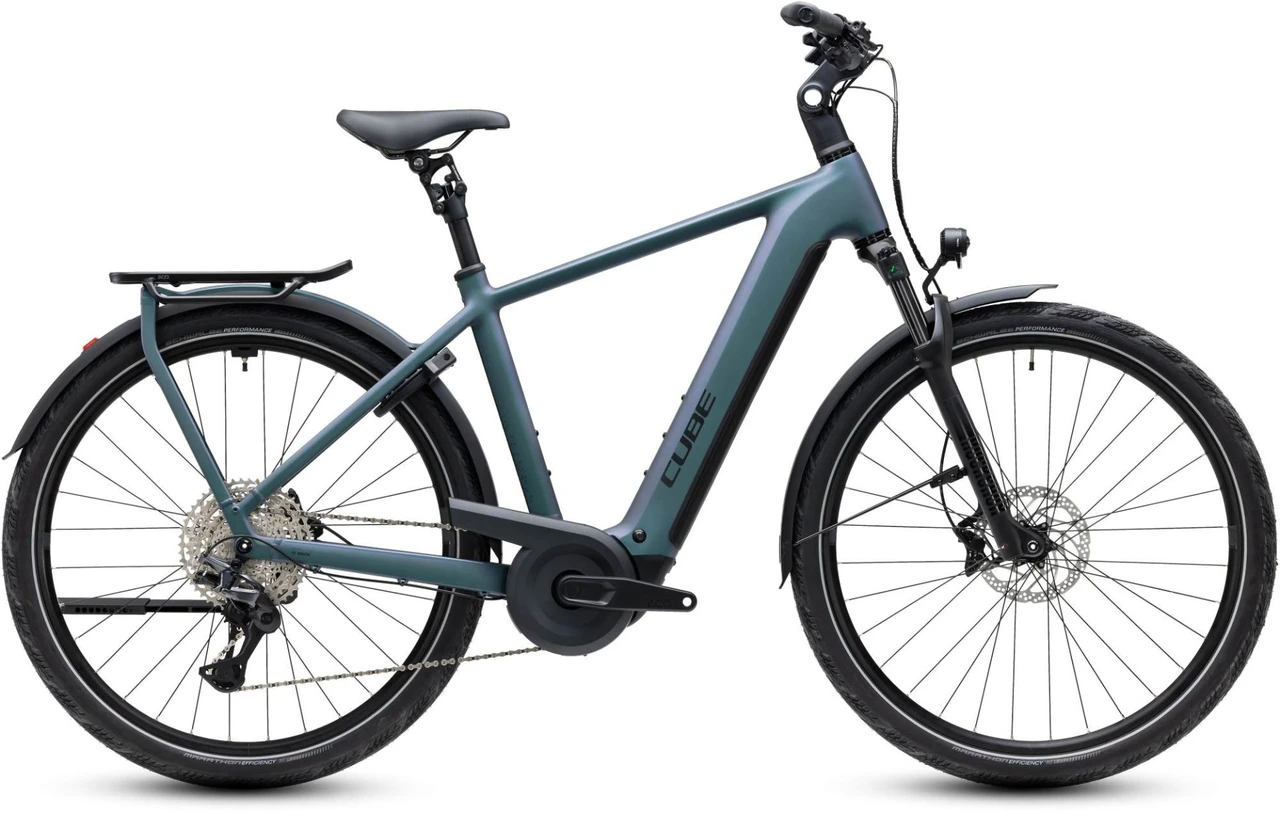 Cube kathmandu hybrid pro 2027 heren blauwgrijs mat cube elektrische fietsen