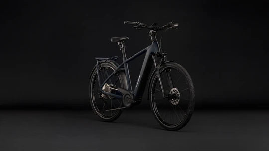 Cube kathmandu hybrid pro 2027 heren zwart mat cube elektrische fietsen voorkant