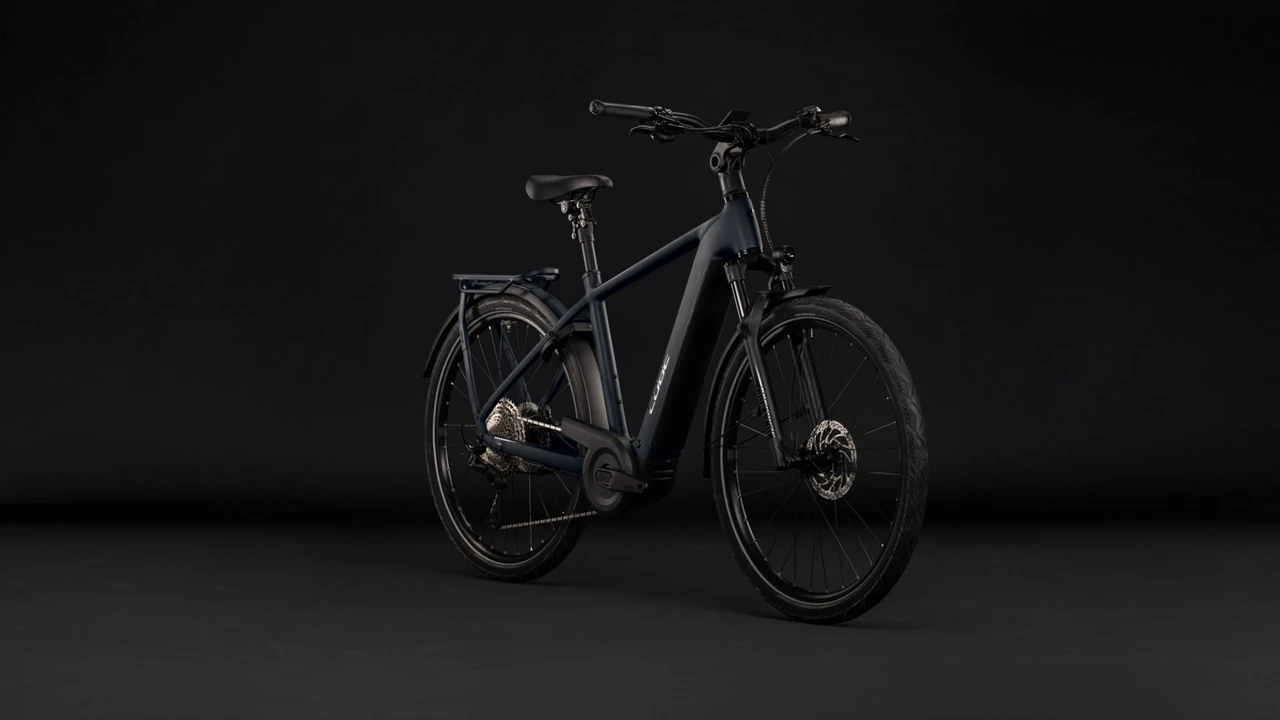 Cube kathmandu hybrid pro 2027 heren zwart mat cube elektrische fietsen voorkant