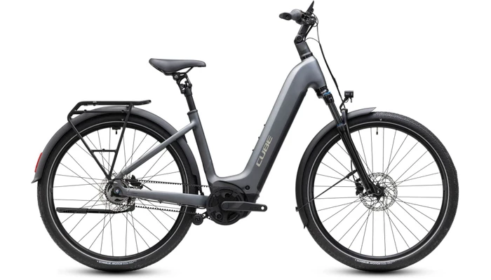 Cube touring hybrid deluxe slx800 2027 dames grijs mat cube elektrische stadsfietsen
