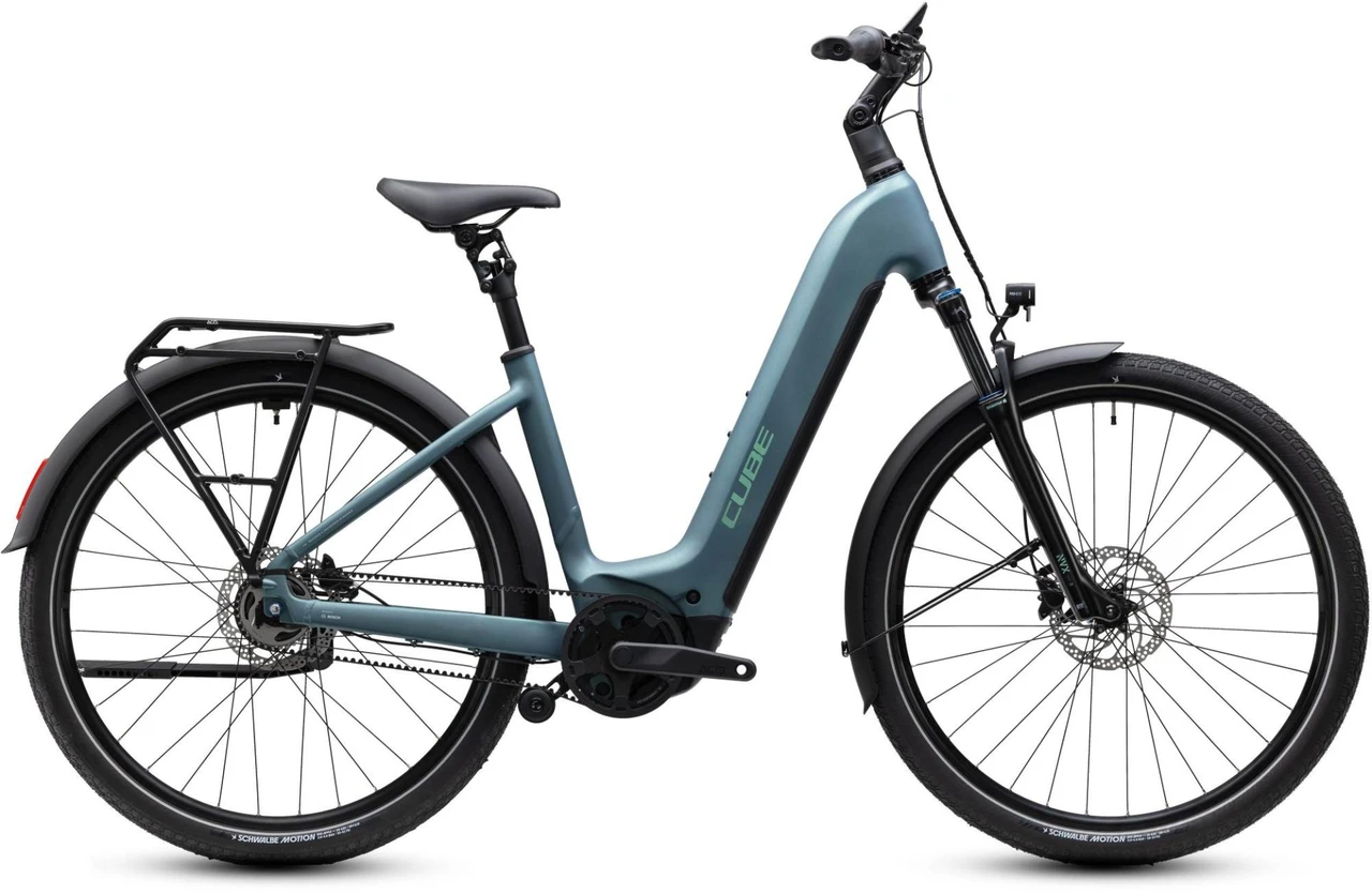 Cube touring hybrid deluxe slx800 2027 dames groen blauw mat cube elektrische stadsfietsen
