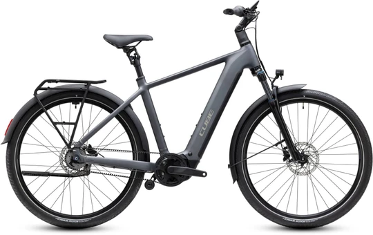 Cube touring hybrid deluxe slx800 2027 heren grijs mat cube elektrische stadsfietsen
