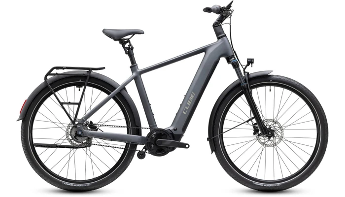 Cube touring hybrid deluxe slx800 2027 heren grijs mat cube elektrische stadsfietsen