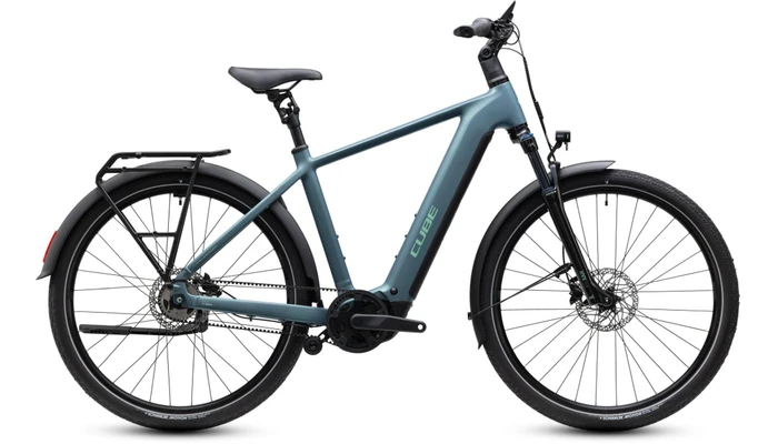Cube touring hybrid deluxe slx800 2027 heren groen blauw mat cube elektrische stadsfietsen