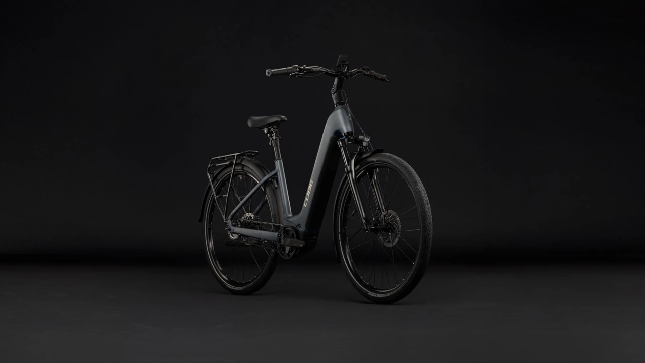 Cube touring hybrid deluxe slx800 2027 dames grijs mat cube elektrische stadsfietsen voorkant