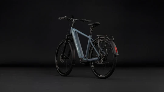 Cube touring hybrid deluxe slx800 2027 heren groen blauw mat cube elektrische stadsfietsen achterkant