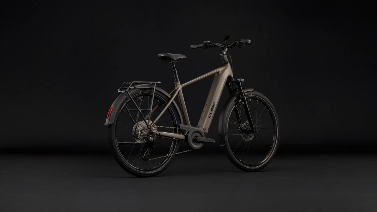 Cube touring hybrid pro 800 heren bruin mat cube elektrische hybrride fietsen achterkant