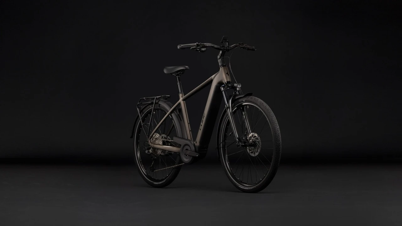 Cube touring hybrid pro 800 heren bruin mat cube elektrische hybrride fietsen voorkant