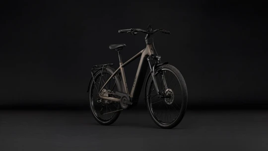 Cube touring hybrid pro 800 heren bruin mat cube elektrische hybrride fietsen voorkant