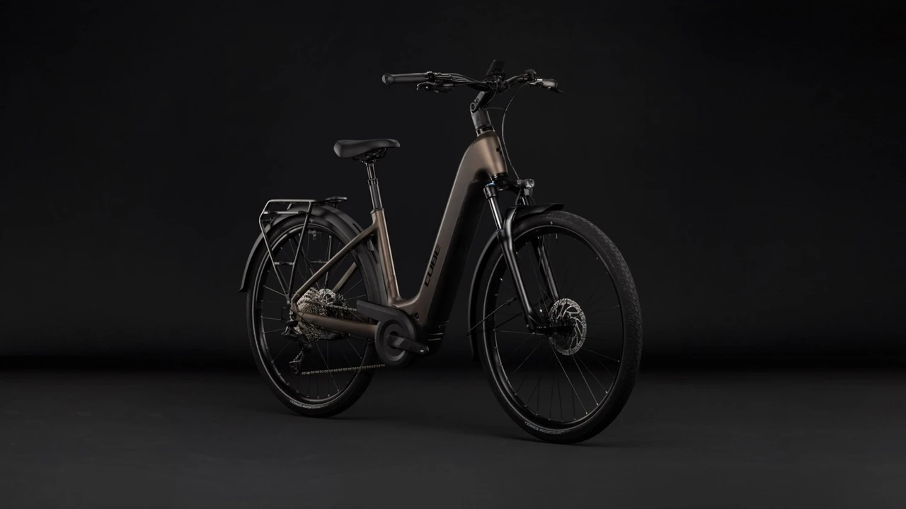 Cube touring hybrid pro 800 dames bruin mat cube elektrische hybrride fietsen voorkant