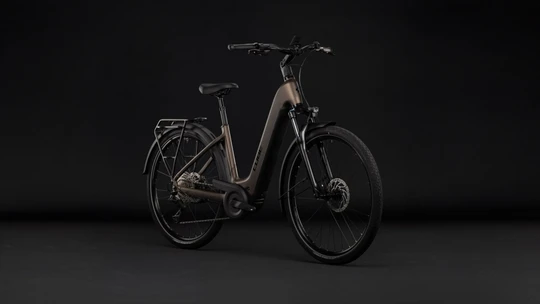 Cube touring hybrid pro 800 dames bruin mat cube elektrische hybrride fietsen voorkant