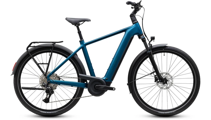 Cube touring hybrid pro 800 heren blauw mat cube elektrische hybrride fietsen