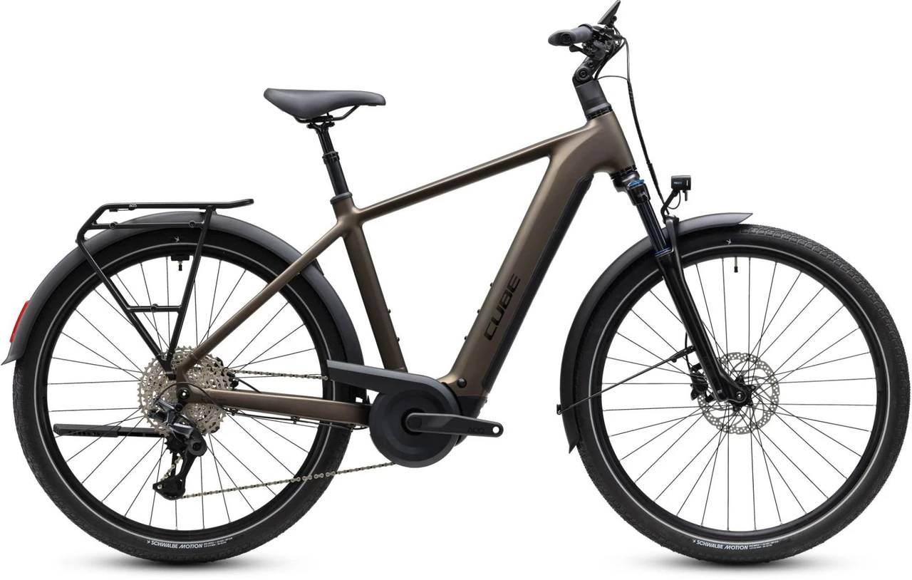 Cube touring hybrid pro 800 heren bruin mat cube elektrische hybrride fietsen