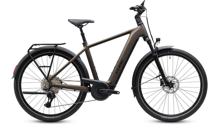 Cube touring hybrid pro 800 heren bruin mat cube elektrische hybrride fietsen