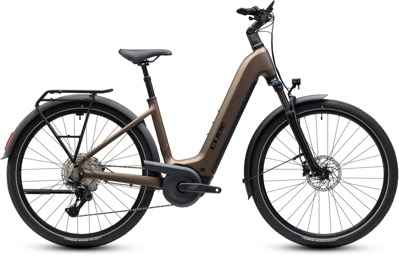 Cube touring hybrid pro 800 dames bruin mat cube elektrische hybrride fietsen