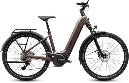 Cube touring hybrid pro 800 dames bruin mat cube elektrische hybrride fietsen