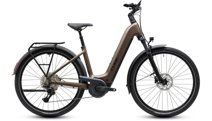 Cube touring hybrid pro 800 dames bruin mat cube elektrische hybrride fietsen