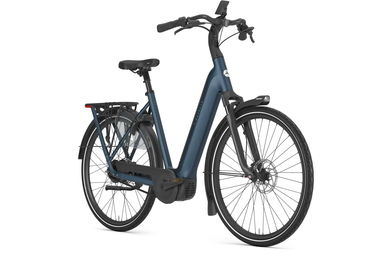 Gazelle grenoble c310 hmb 2027 dames blauw mat gazelle elektrische fietsen voorkant