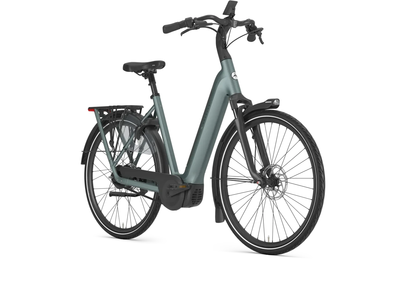 Gazelle grenoble c310 hmb 2027 dames groen mat gazelle elektrische fietsen voorkant