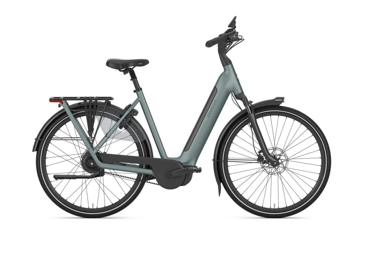 Gazelle grenoble c310 hmb 2027 dames groen mat gazelle elektrische fietsen zijkant