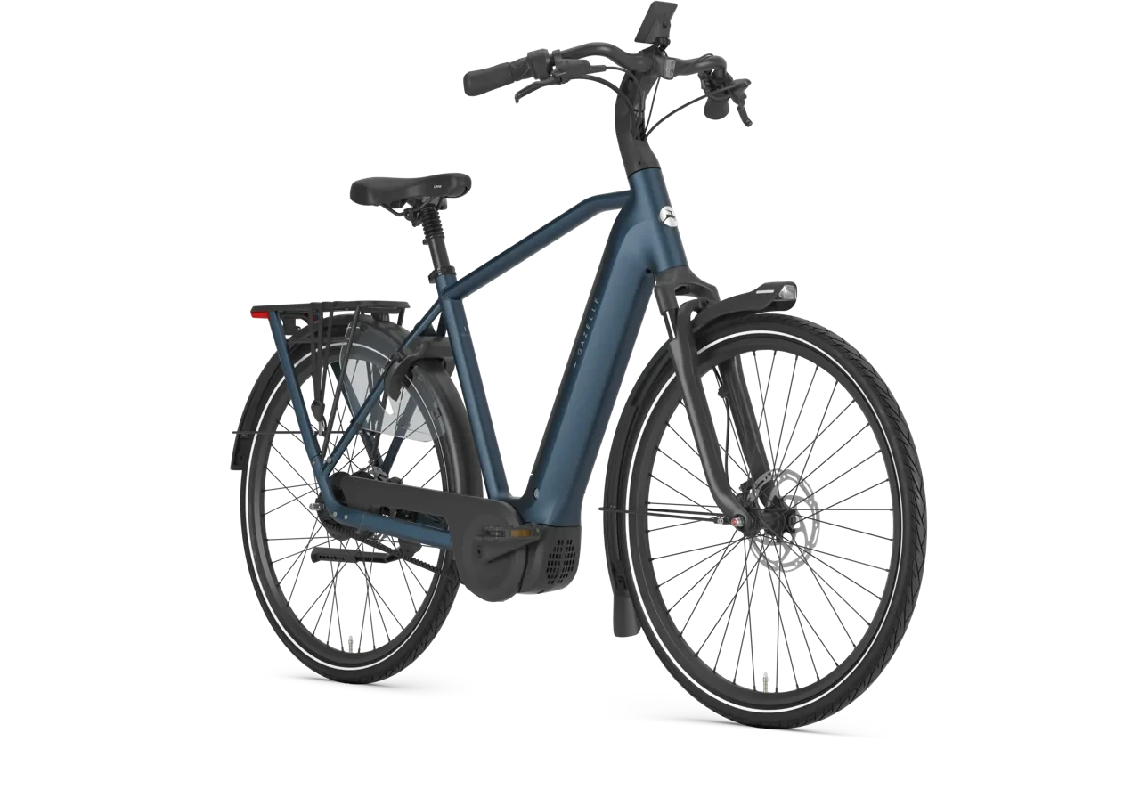 Gazelle grenoble c310 hmb 2027 heren blauw mat gazelle elektrische fietsen voorkant