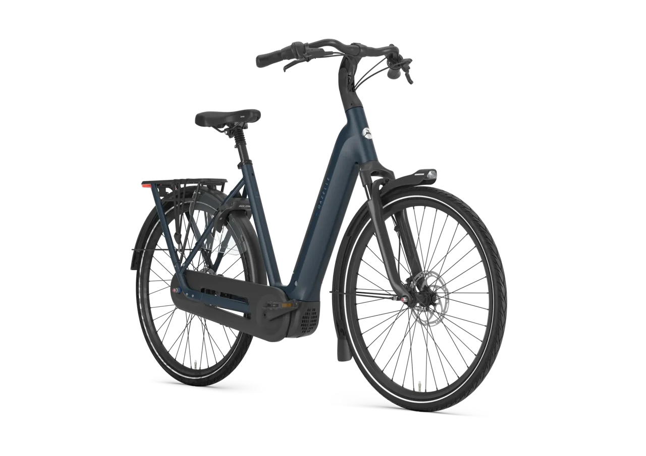 Gazelle grenoble c8 hmb 2027 dames blauw mat gazelle elektrische fietsen voorkant