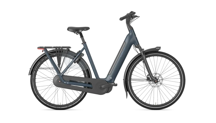 Gazelle grenoble c8 hmb 2027 dames blauw mat gazelle elektrische fietsen zijkant