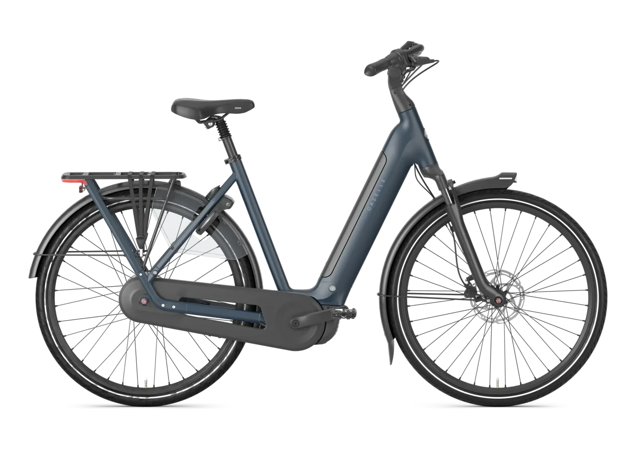 Gazelle grenoble c8 hmb 2027 dames blauw mat gazelle elektrische fietsen zijkant